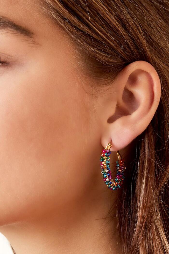 Boucles d'oreilles colorées avec perles Marron Acier inoxydable Image4
